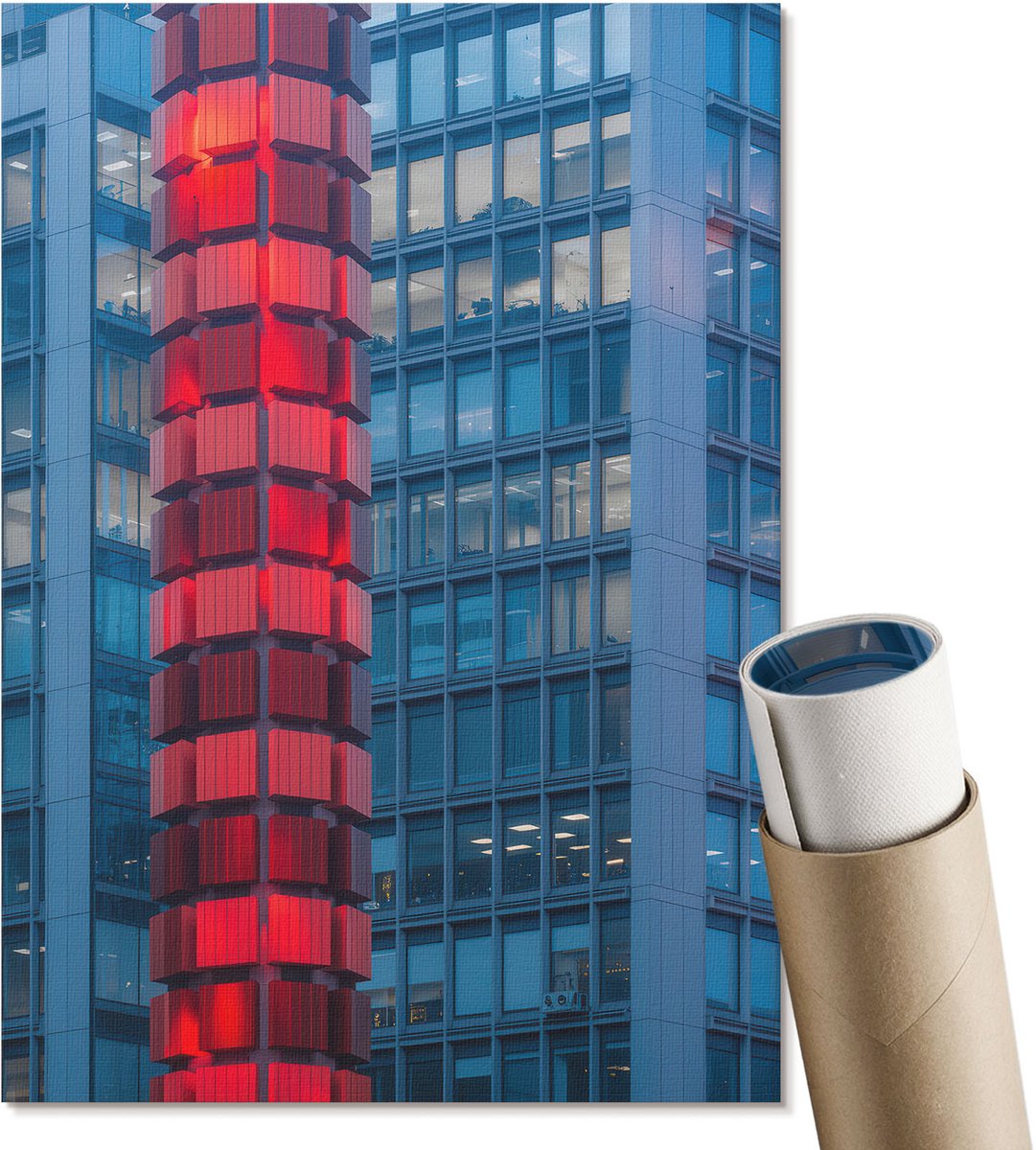 Coloray Polycanvas Wandposter - Rode Toren, Fotografie - A4 - Rood Wanddecoratie - Rechthoek - Interieurdecoratie - Woonkamer, Slaapkamer, Kantoor - Modern