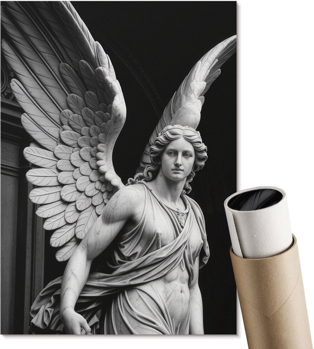 Coloray Polycanvas Wandposter - Engelachtige Figuur, Fotografie - A4 - Wit Design - Rechthoek - Muurkunst - Woonkamer, Slaapkamer, Kantoor - Klassiek