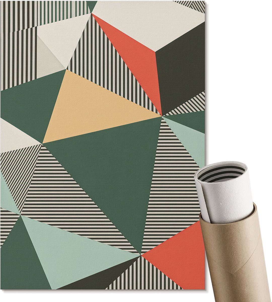 Coloray Canvas Poster Polycanvas - Geometrische Patronen, Illustratie - A4 - Groen Poster - Rechthoek - Decoratieve poster - Woonkamer, Slaapkamer, Kantoor - Geometrische