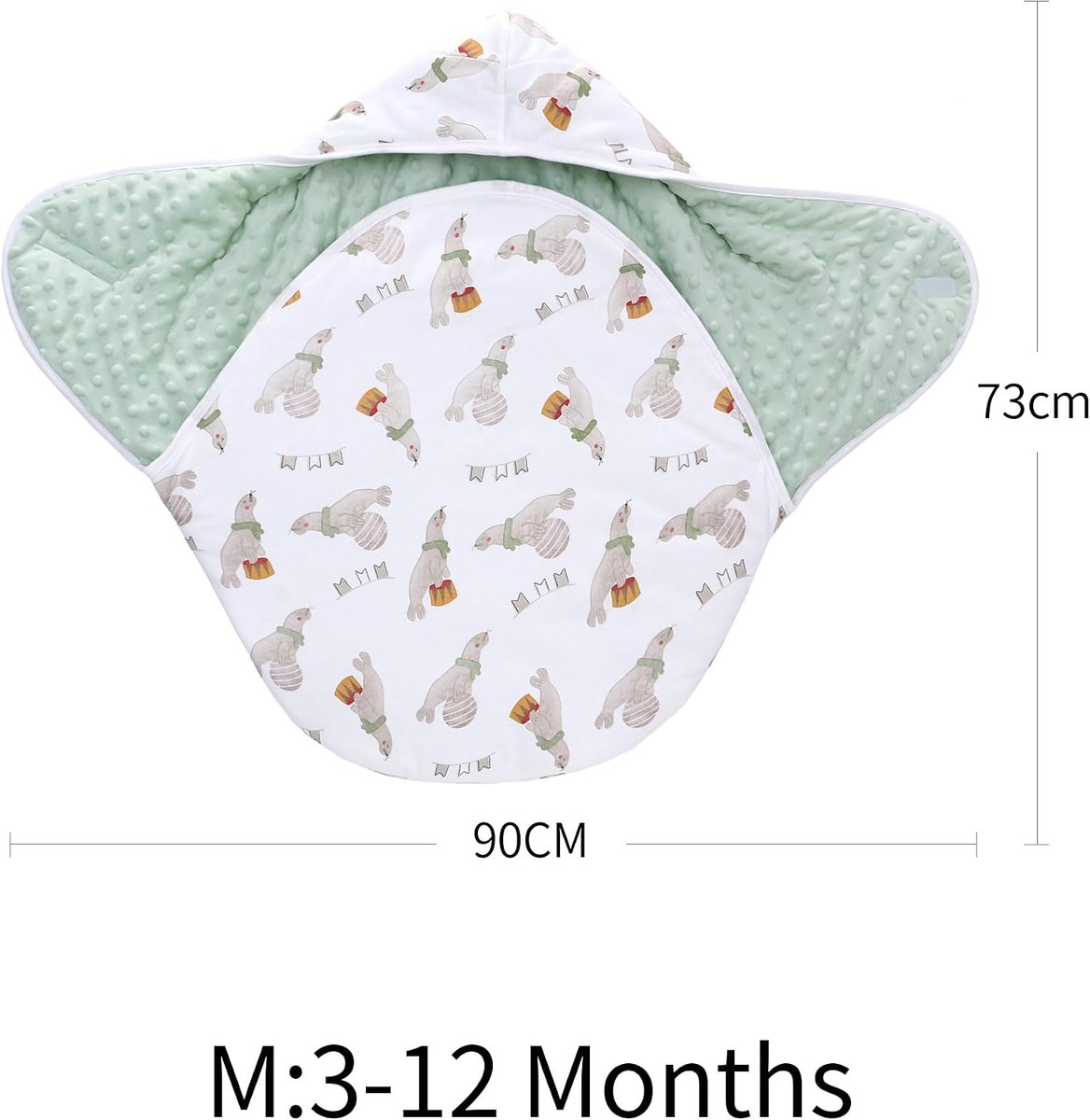 Wikkeldeken voor babyschaal voor winter, buggy, universele voetenzak, babydeken, katoen, inbakerdoek voor kinderwagen, autostoeltje, 3-12 maanden, zeeleeuw – foto 5