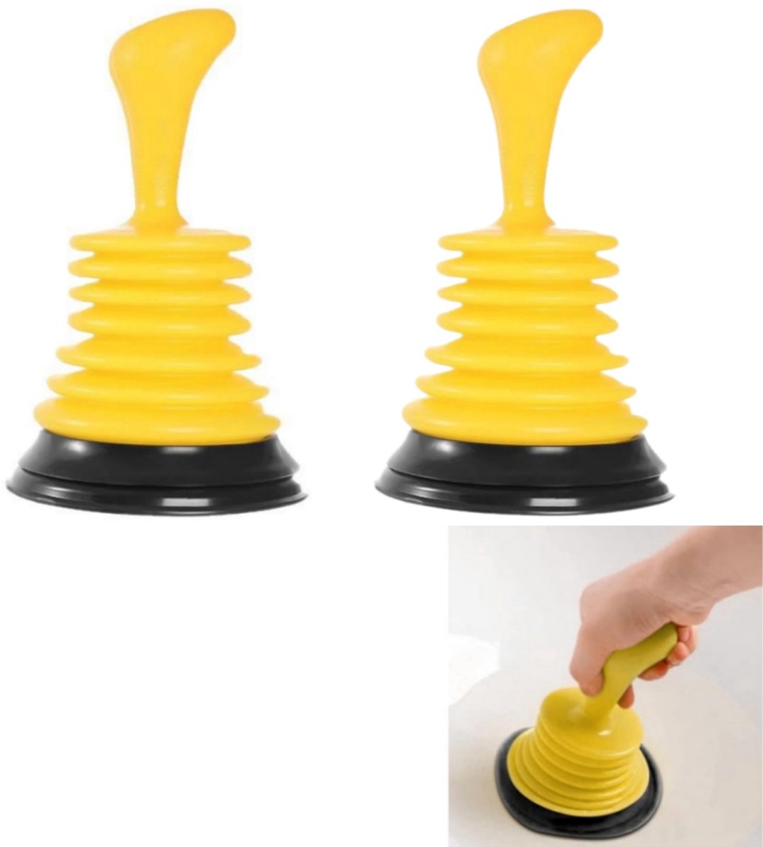 2 stuks - Ontstopper - Ontstoppingsgereedschap - Mini-gootsteenontstopper - Ontstopper - Sterke zuigkracht - Geel - 11 x 11 x 19 cm - Geschikt voor gootsteen- en badkamerleidingen