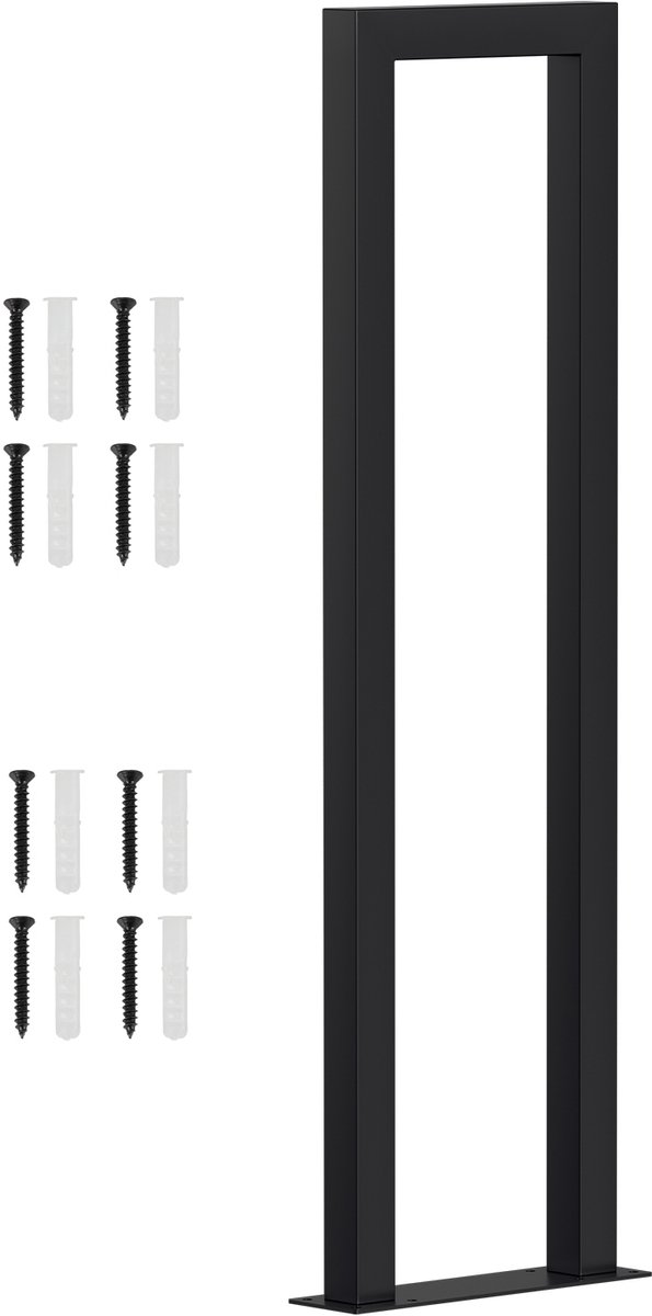 U-vormige trapleuning 75 cm zwart – ijzeren leuning met vierkante buis, trede-montage, binnen en buiten, incl. afdekkappen