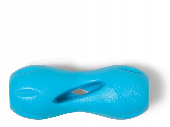 West Paw Qwizl - Interactief Hondenspeelgoed - Extra Sterk - Vulbaar met brokjes - Oranje, Blauw of Groen - Small (14cm) of Large (17cm) - Kleur: Blauw, Maat: Small