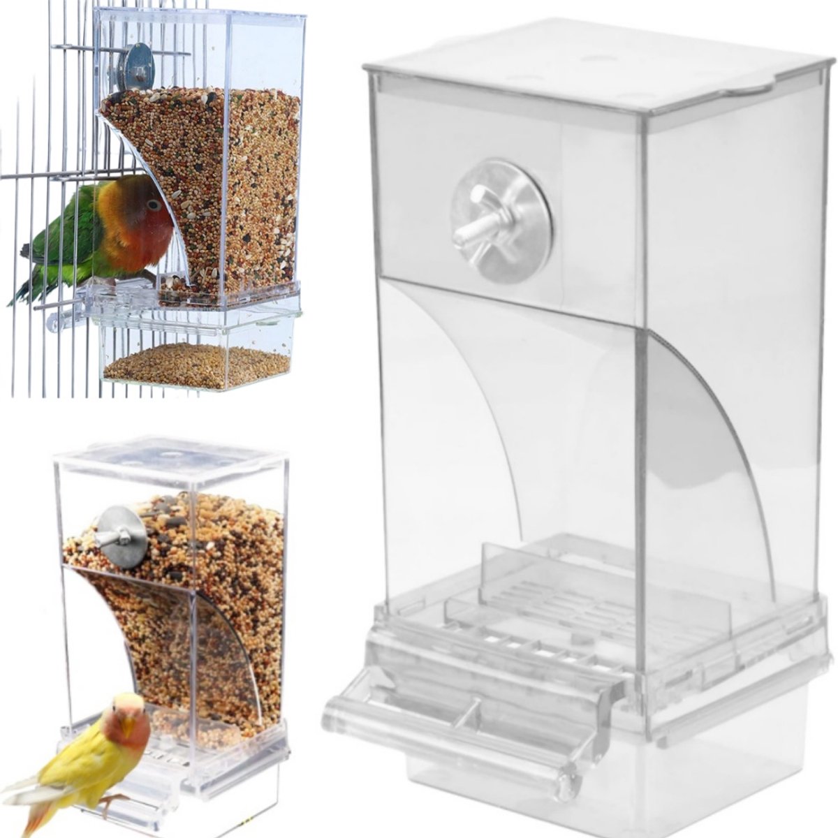 1 stuk - Vogelvoeder - Papegaaienvoeder - Vogelvoeder - Hangende vogelvoeder - Vogelvoeder voor in de kooi - Accessoire voor papegaaienkooi - Vermindert het verspreiden van zaden - Geschikt voor kooien van kleine dieren - Transparant - 18,5×8×8,5 cm