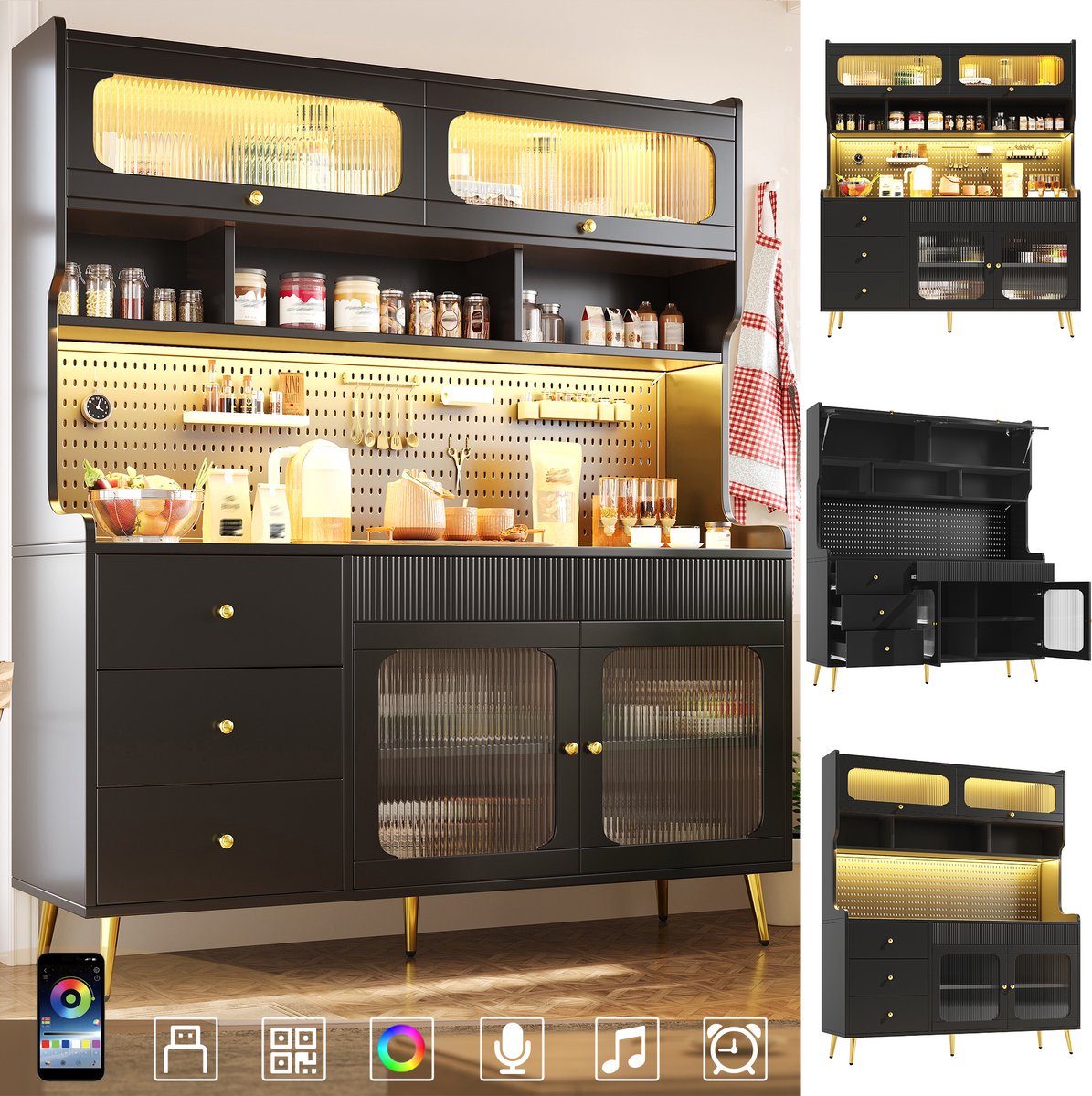 Clruro Hoekkast 38x38x180 cm - met LED Verlichting en Stopcontact - 2 Deuren - MDF - Wit