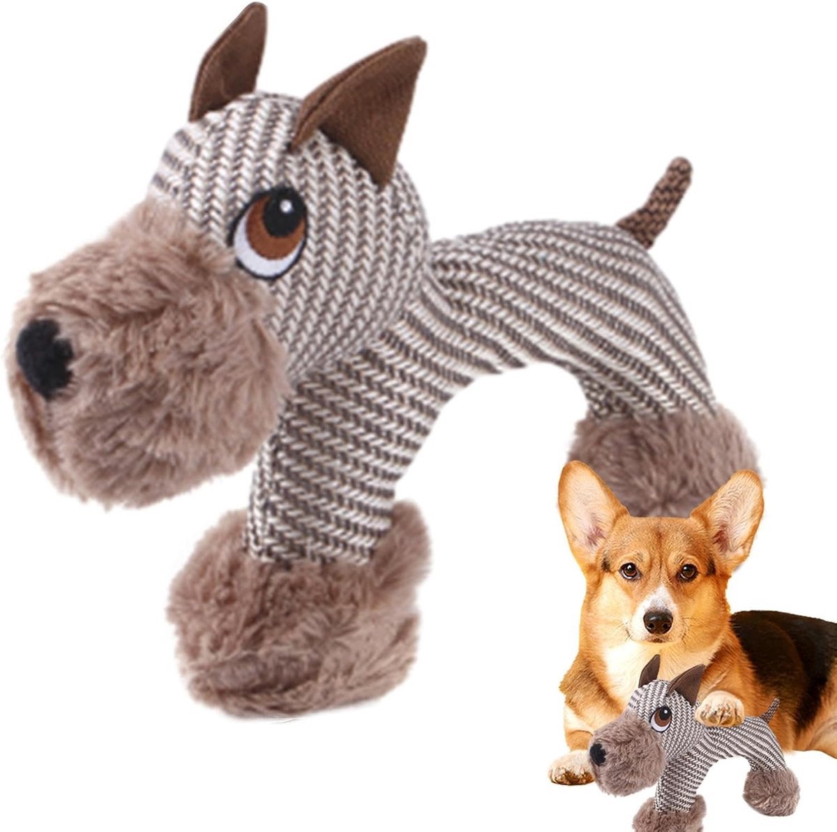 casalora - Hondenspeeltje - Puppy - Honden - Speelgoed - Knuffel - Intelligentie - Dog toy - Hond - Pluche - Speeltjes - Bruine puppy - 28*19cm