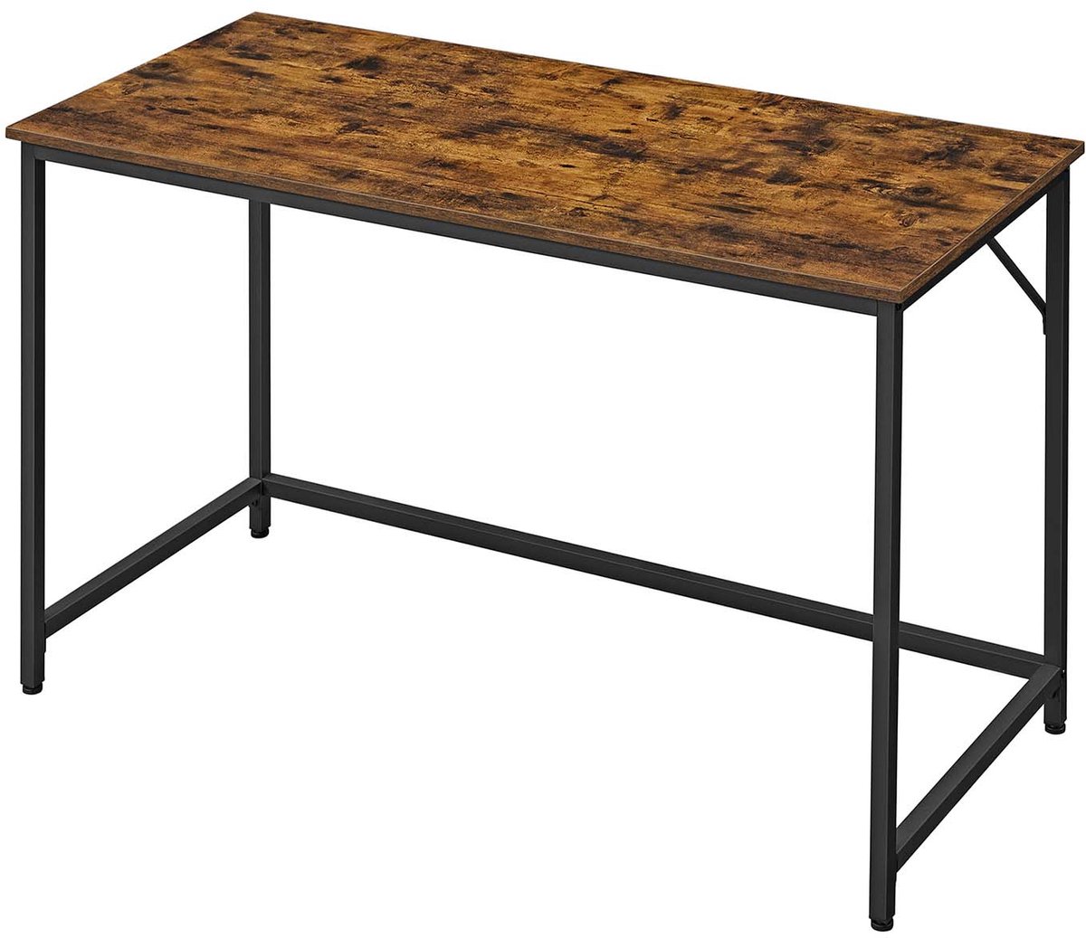 Bureau Computertafel 120 x 60 x 75 cm Bruin + Zwart Stevige metalen frameconstructie Max. draagvermogen 50 kg Compact ontwerp en ruimtebesparend Eenvoudig te monteren Geschikt voor studeerkamer thuiskantoor en slaapkamer