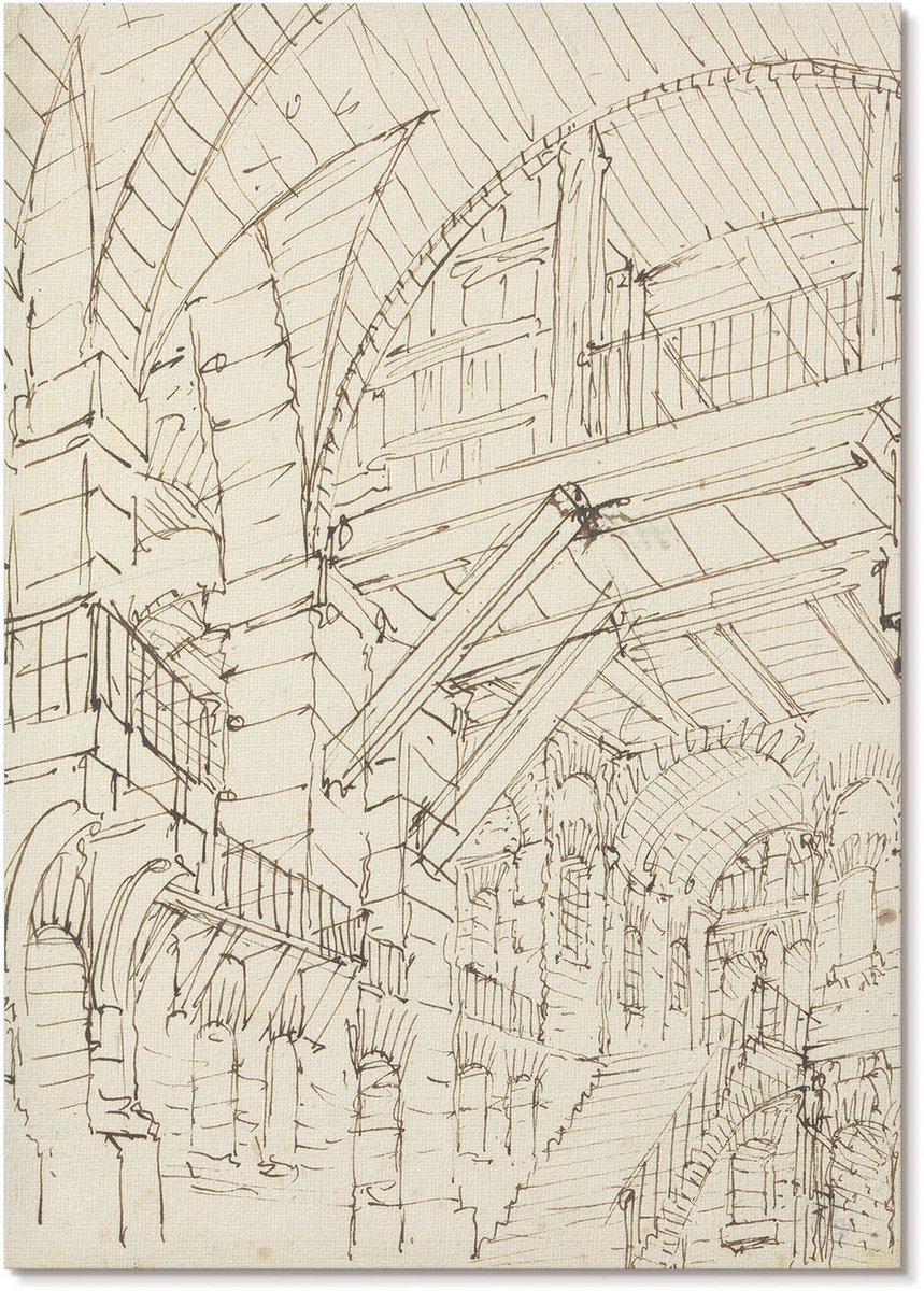 Tulup Canvas Poster Polycanvas - Architectuurstudies, Tekening - A4 - Romig Poster - Rechthoek - Decoratieve poster - Woonkamer, Slaapkamer, Kantoor - Architectonisch