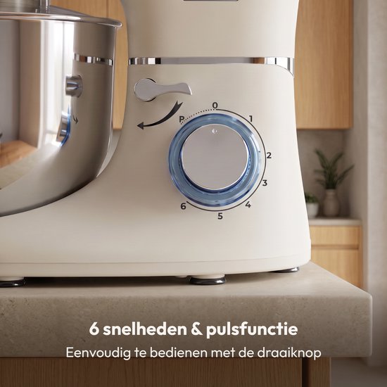 Fentic Keukenmachine - 2000W - Keukenrobot - Incl. Pastaroller en extra accessoires - 6,2L Mengkom - Foodprocessor - Pastamachine - Beige — afbeelding 2