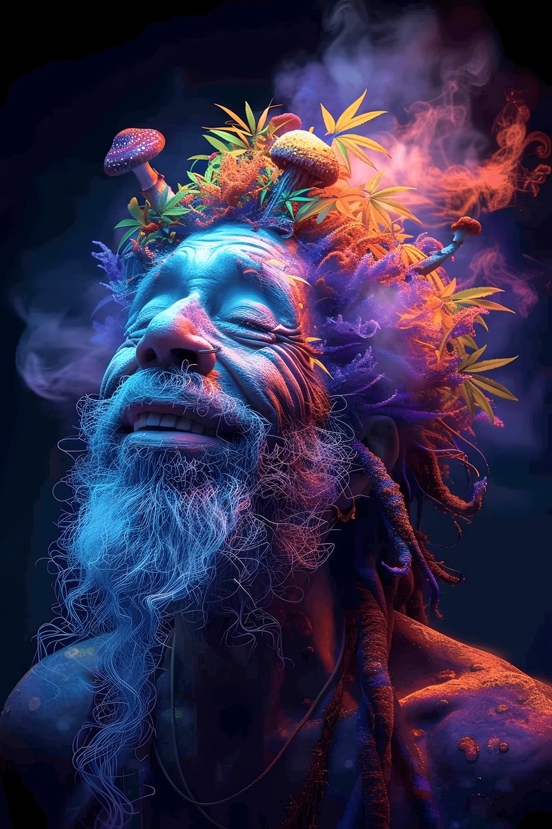 Trip Plant Poster - Paddenstoel - Haar - Man - Uniek - Creatief - posters - formaat 30x40cm - Wanddecoratie - XS2584MT