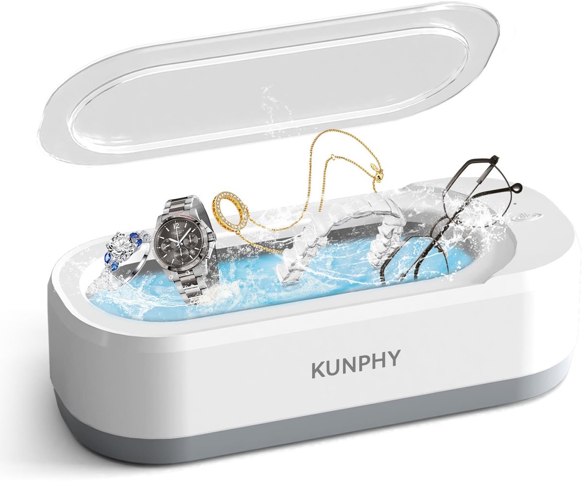 Ultrasoon reiniger 46 kHz stille werking brillenreiniger 350 ml met 360° reiniging voor sieraden en horloges
