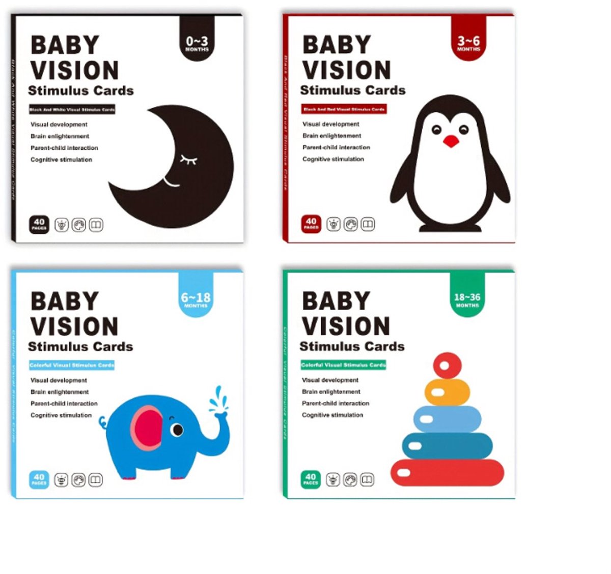 casalora - Leerkaarten - Educatieve kaarten - Visuele stimulatie voor baby's - Sensorische kaarten met hoog contrast voor peuters - Flashcards voor visuele stimulatie en leeractiviteit voor kinderen van 0-3-6-18-36 maand