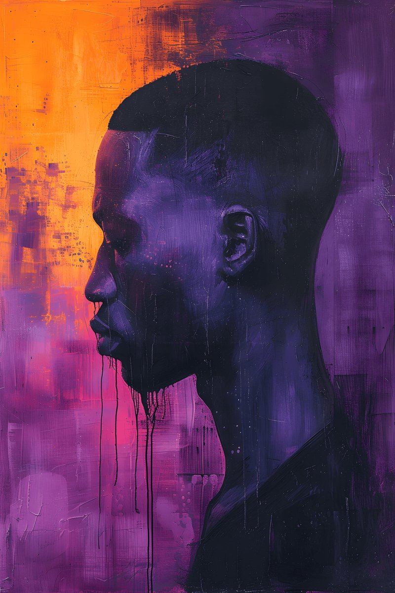 Zijportret Poster - Violet Man - Portret - Abstracte - Esthetische - posters - formaat 70x100cm - Wanddecoratie - L2465MT