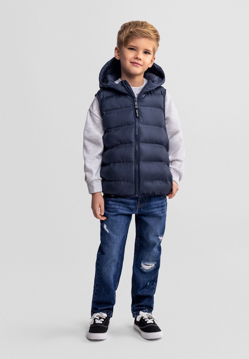 Minoti gewatteerde bodywarmer jongens met capuchon gevoerd Blauw