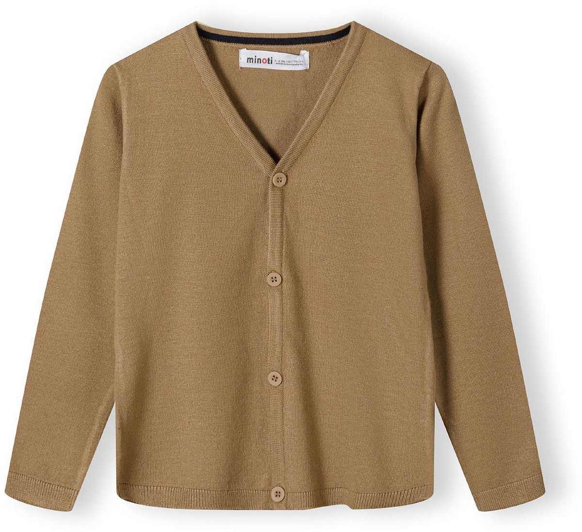 Minoti gebreid vest jongens met V-hals - knoopsluiting beige
