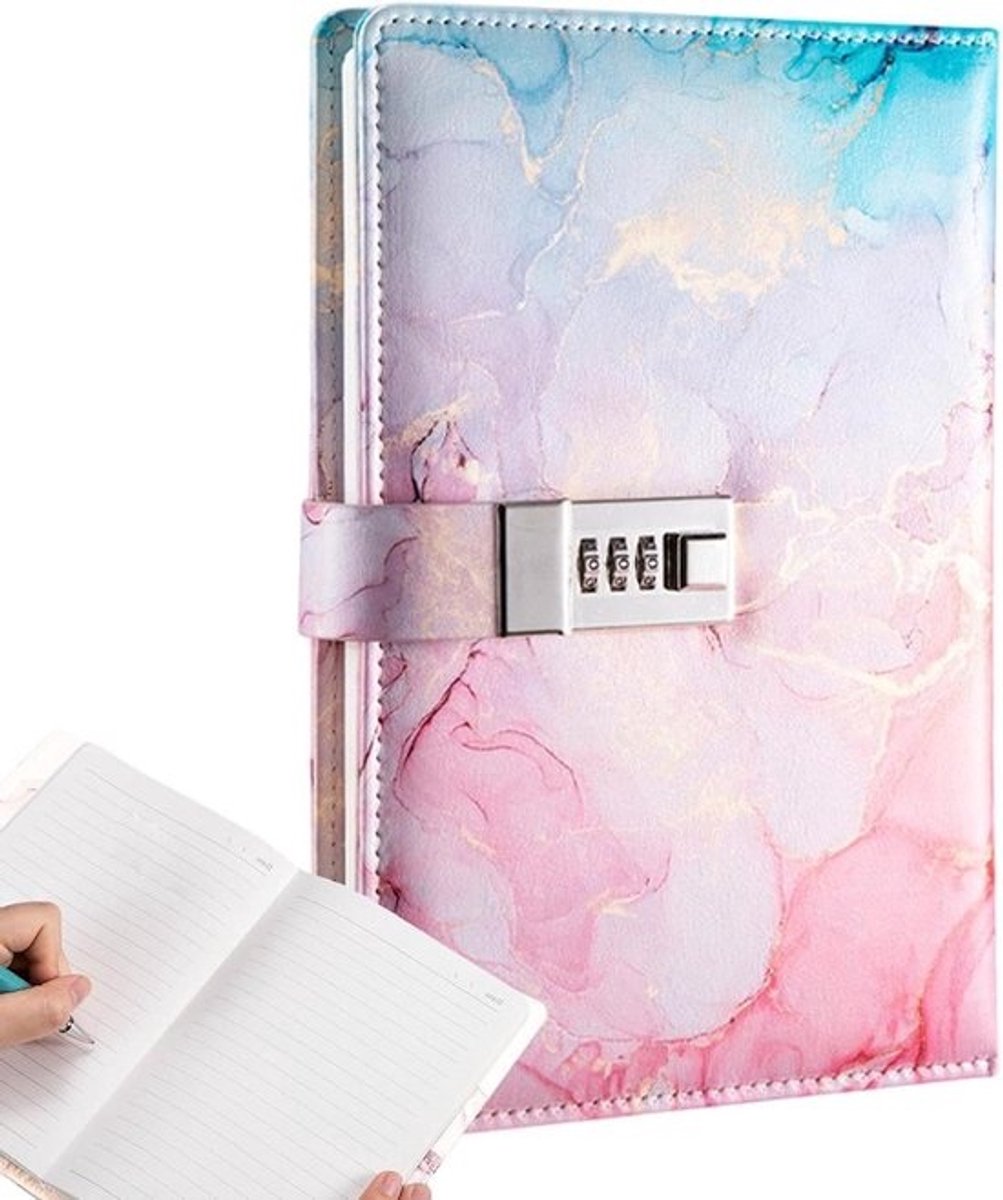 Dagboek met slot - Notitieboek Schrijfblok - Persoonlijke notities - Cijferslot beveiliging - 22 x 15 cm - Roze