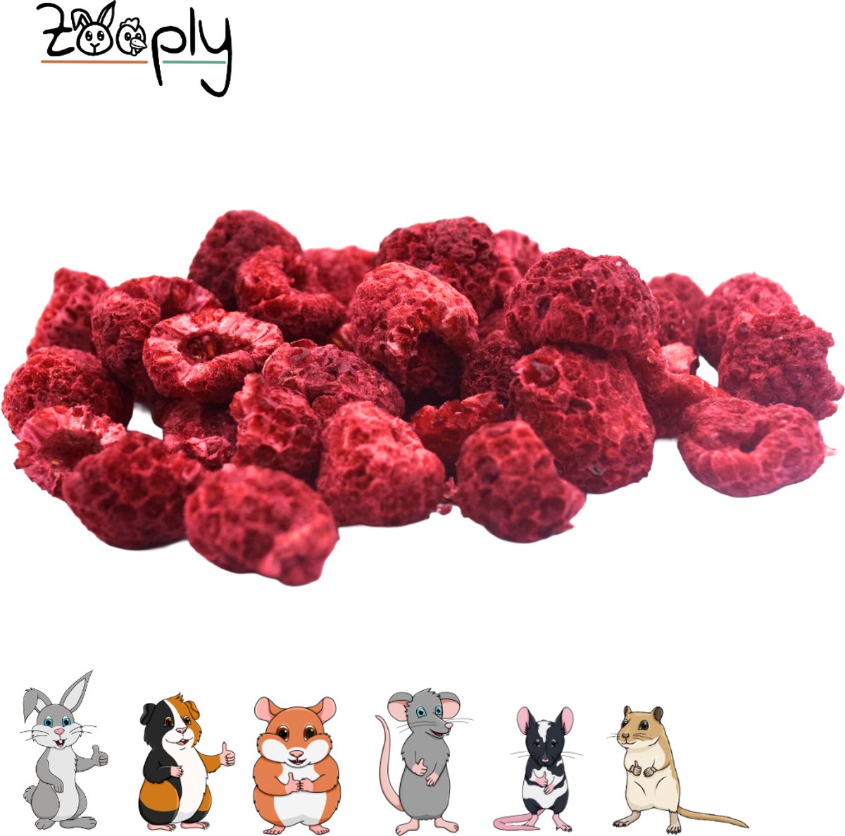 Zooply Framboos - Kruiden & Snacks - 100% natuurlijk - Voor konijnen & cavia's - 60 gram