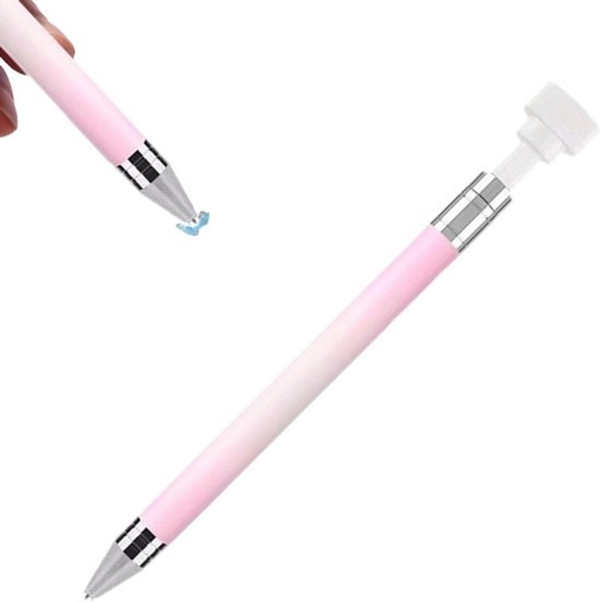 Strass Picker Pen - Edelstenen Applicator Boor - Manicure DIY - Navulbaar Wax Ontwerp - 15 cm - Wit