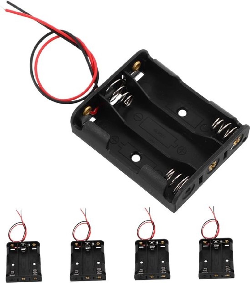 Batterijhouder - Batterij Organizer - RC Speelgoed - 3 Sleuven - 6 x 4.8 x 1.4 cm - Zwart