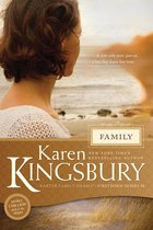 Couverture de livre avec une femme sur la plage, avec le texte 'A sister who never gave up... a love that draws him home' et 'Karen Kingsbury Family Baxter Family Drama Firstborn Series #4'.