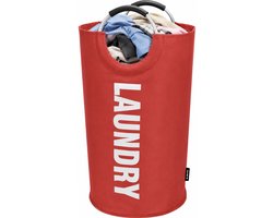 BOTC Wasmand - Waszak - Laundry basket - Wassorteerder - 38x63 cm - waszak vouwbaar - draagbaar wasbox - Rood