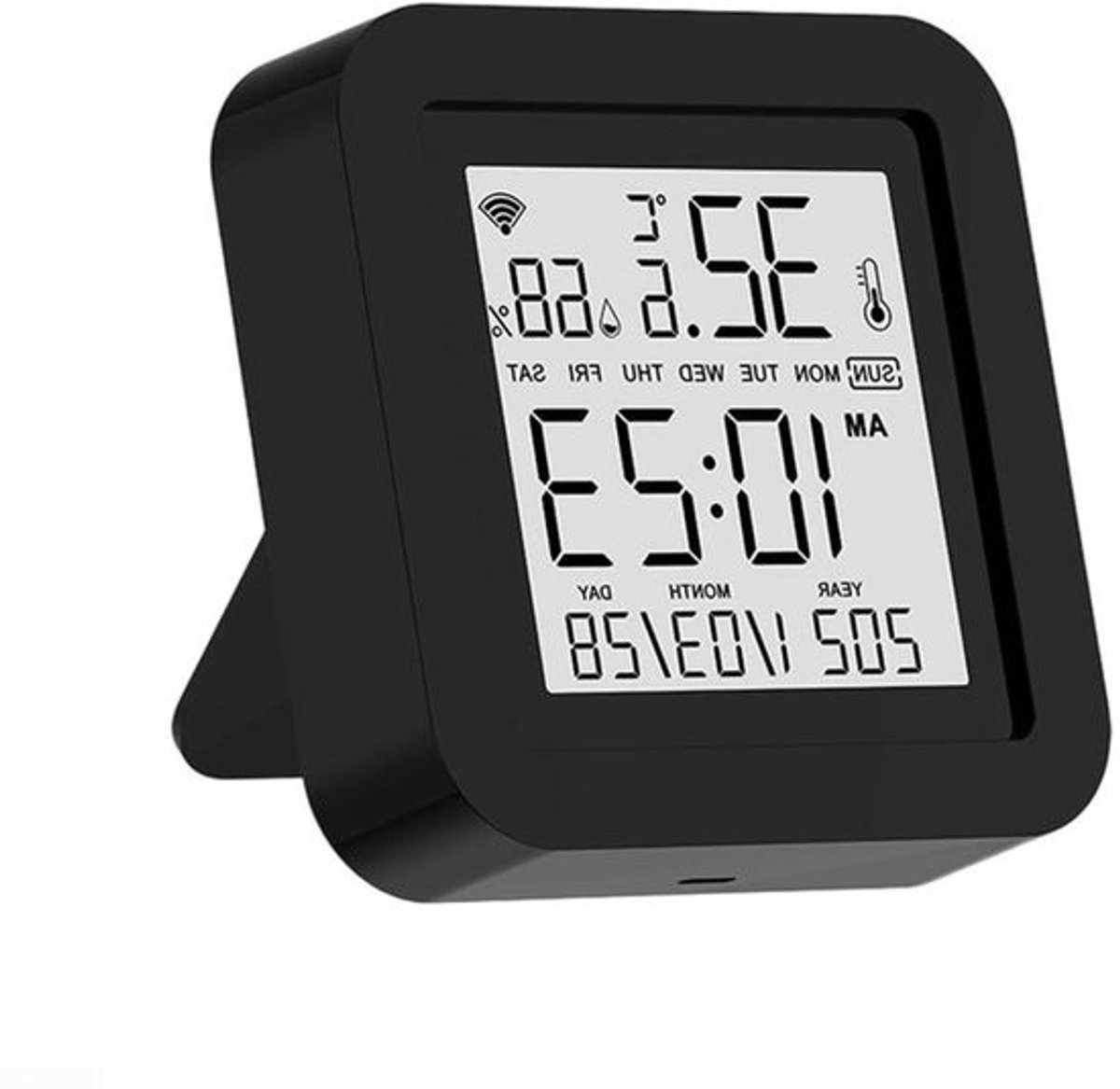 Slimme WiFi Thermometer Hygrometer - Slimme Weerstation - Klimaatbeheer Thuis - Infrarood Afstandsbediening - 8x8x3cm - Zwart