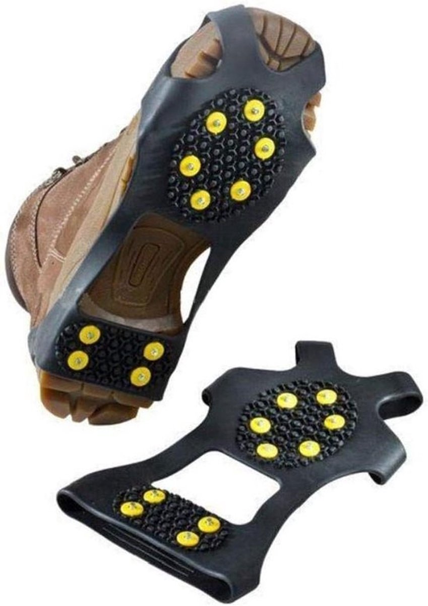 IJsklemmen Schoenen - Sneeuwspikes Schoenen - Veilig Lopen Winter - 10 Stalen Noppen - XL - Zwart