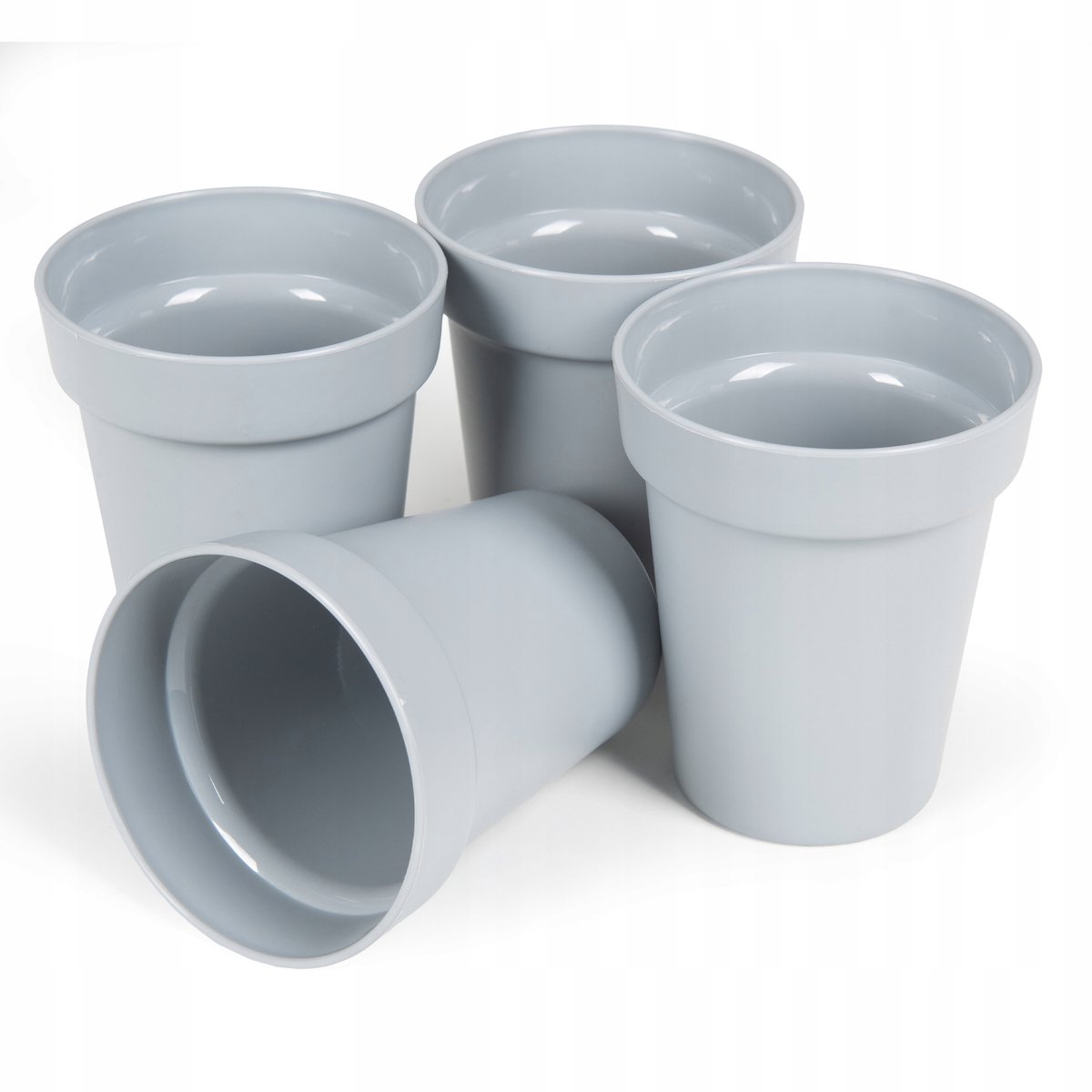 Set van 4 Herbruikbare Plastic Kampeerbekers - Grijs