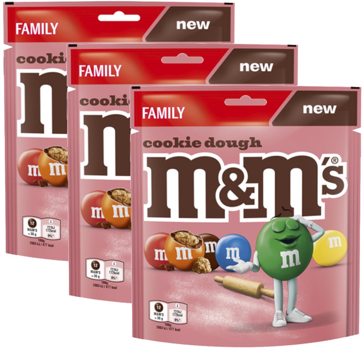 M&M Cookie Dough - Multipack - Melk Chocolade Snoepjes - 1101g (3x367g)