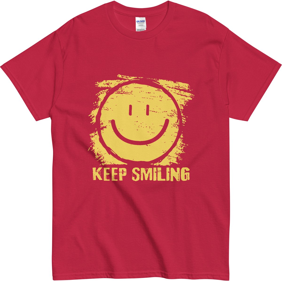 Vrolijk Smiley T Shirt Mannen en Vrouwen - Quote: Keep Smiling - Rood - L