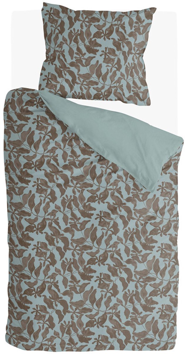 Walra Dekbedovertrek Midnight Leaf - 140x220 - 70% gerecycled Katoen (GRS) / 30% Katoen (BCI) - Blauw