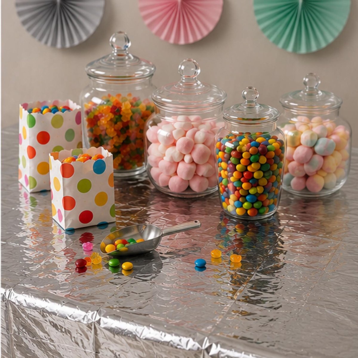 Atosa Feest en verjaardag tafelkleed - tafellaken - metallic zilver - 137 x 182 cm - folie - Rechthoek - tafeldecoratie - feestversiering