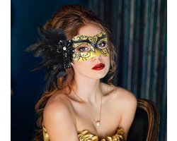Masker voor een gemaskerd bal voor dames met veren – Venetiaans masker met veren voor een gemaskerd bal, Mardi Gras
