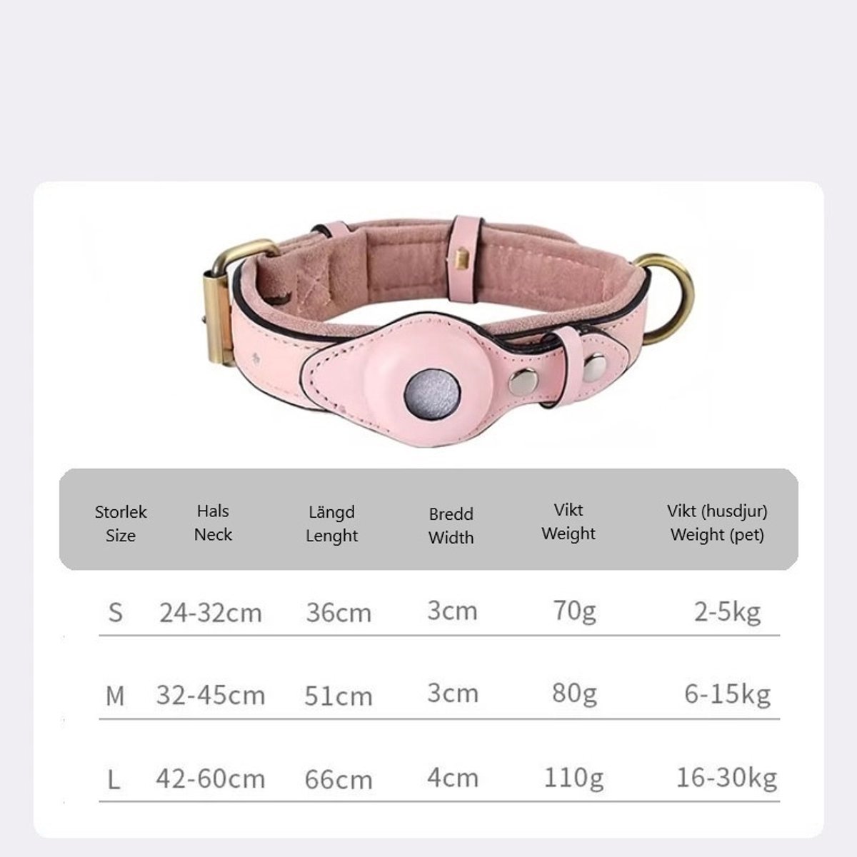 Echt lederen hondenhalsband - Hondenhalsband - Maat S (Roze)