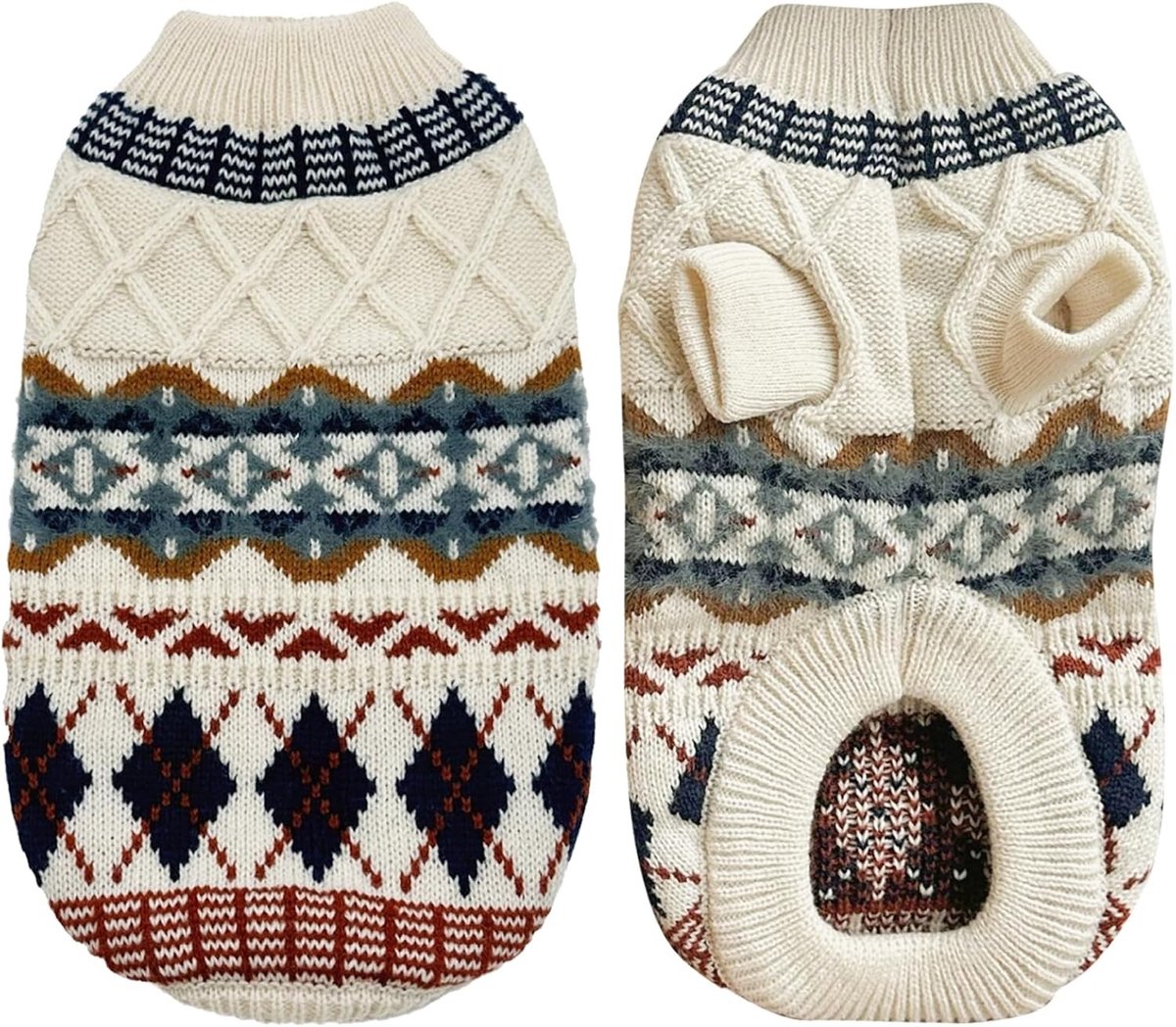 Knitted sweater voor kleine honden, warme winterkleding in etnische stijl, zacht en comfortabel hondenoutfit