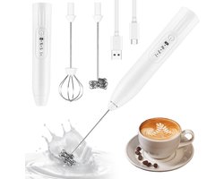 Elektrische Melkschuimer met USB Oplaadbare Functie en 3 Instellingen - Inclusief 2 Afneembare Schuimbekers voor Koffie, Latte en Cappuccino