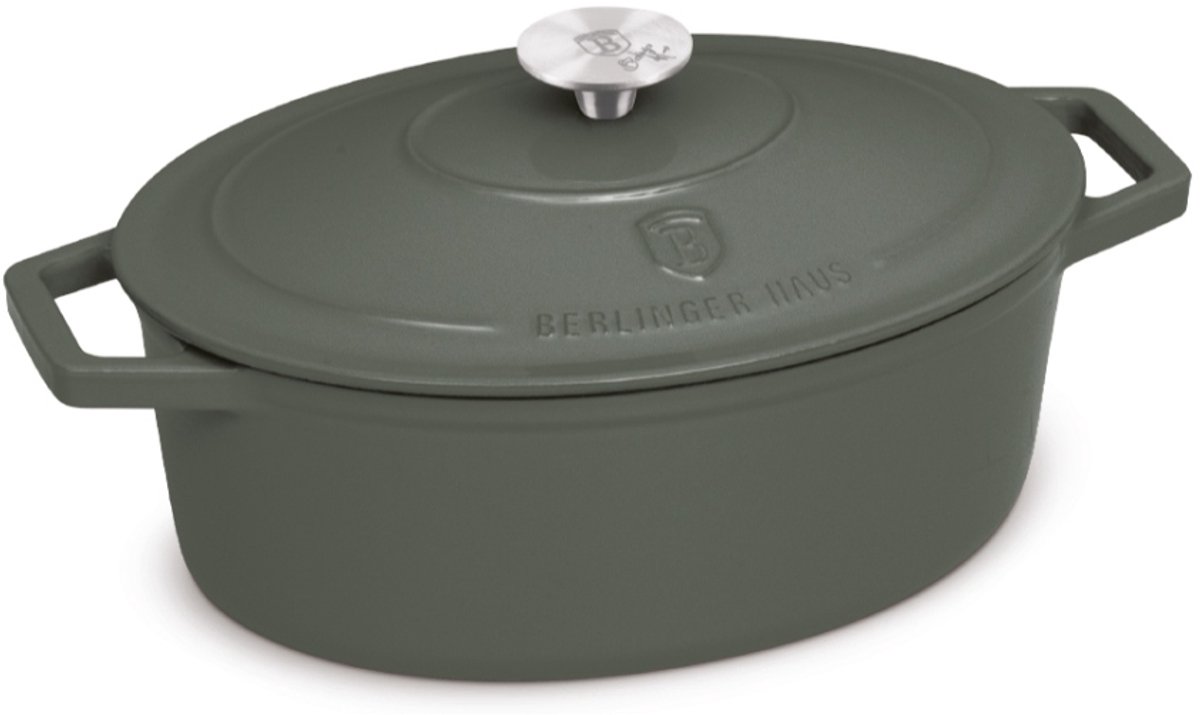 Gietijzeren braadpan met deksel 32 cm, Matte Green Collection