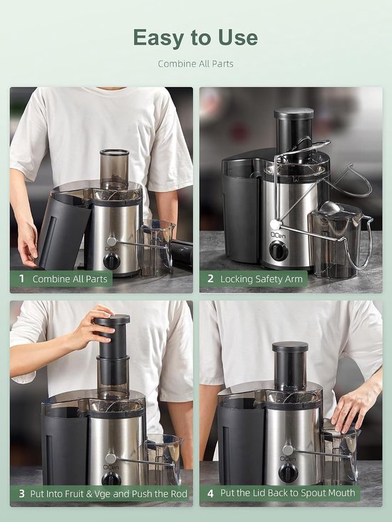 Sapcentrifuge - Fruitpers - Gezond Sap Maken - Brede Vulopening - 500 Watt - Zilverkleurig — afbeelding 5