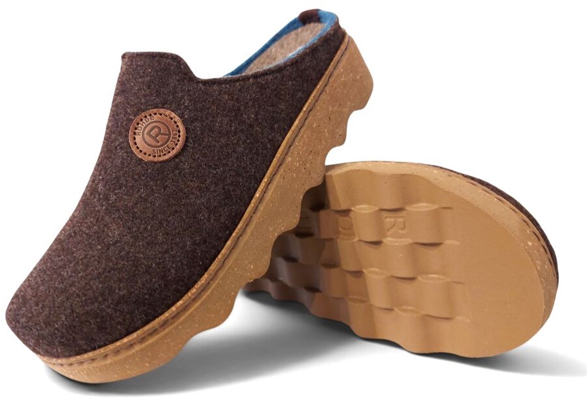 Rohde 6122 72 Pantoffels Open Sloffen Bruin/Blauw Vilt Dames - Bruin - 39 — cadeau in Mode & Accessoires - foto 8