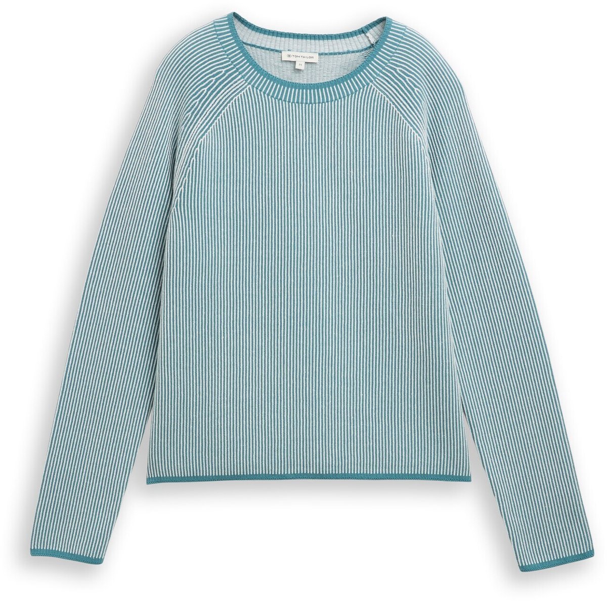 Tom Tailor - Gebreide trui met ronde hals - Maat XXXL - teal plaited knit