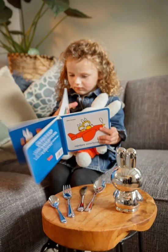Zilverstad - Kinderbestek 4-delig + boekje nijntje voertuigen RVS 18/10 van Zilverstad — afbeelding 4