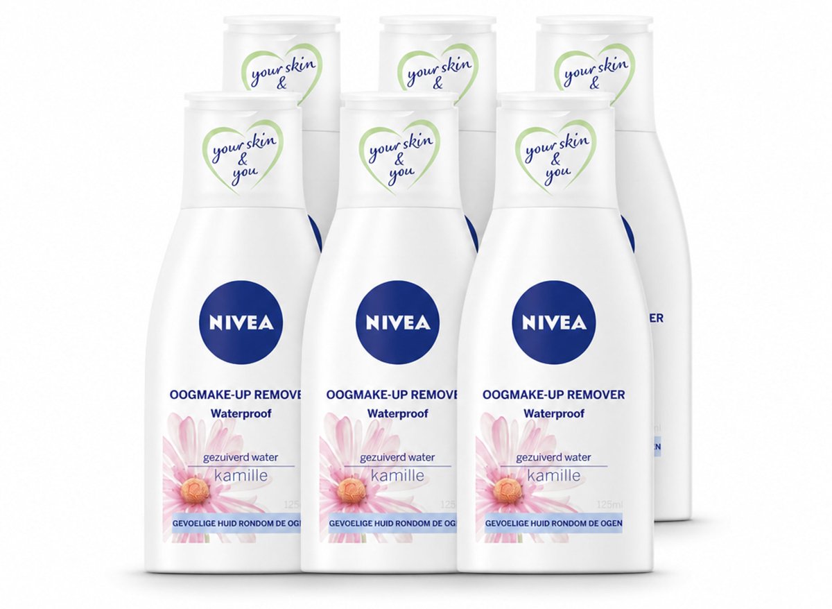 6 x NIVEA - Oogmake-up Verwijderaar - Waterbestendige Make-up Verwijderaar - Voor de gevoelige huid - Met Kamille & Provitamine B5 - 125 ml - Voordeelverpakking - 6 stuks