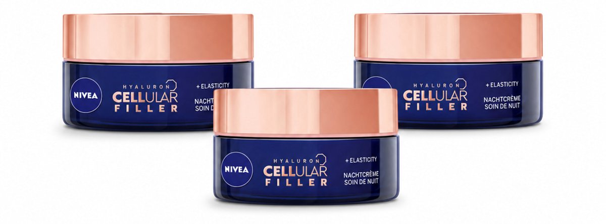 3 x NIVEA - Nachtcrème - CELLular Expert Lift Anti-Veroudering - Voor alle huidtypes - Met Bakuchiol & Hyaluronzuur - Verhoogt collageen & anti-rimpel - 50 ml - Bulkverpakking - 3 stuks