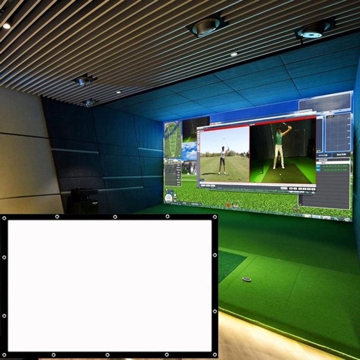 Golf Simulator Scherm - Projectiescherm Golf Inslagdoek - Golf Training - HD Projectieoppervlak - 300 x 200 cm - Zwart