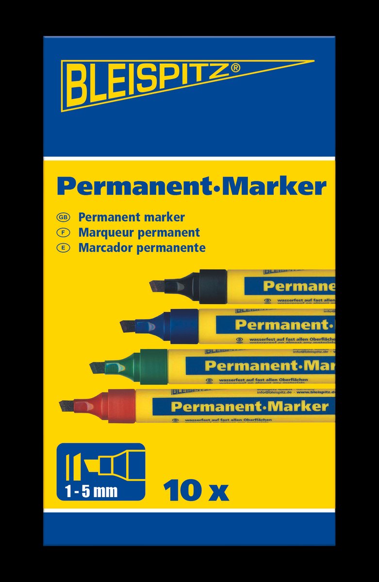 Bleispitz permanente marker, zwart, 10 stuks