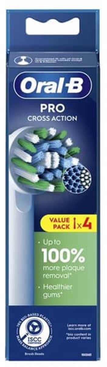 Oral-B Pro Cross Action – Vervangende Opzetborstels – 4 Stuks – Voor Grondige Reiniging