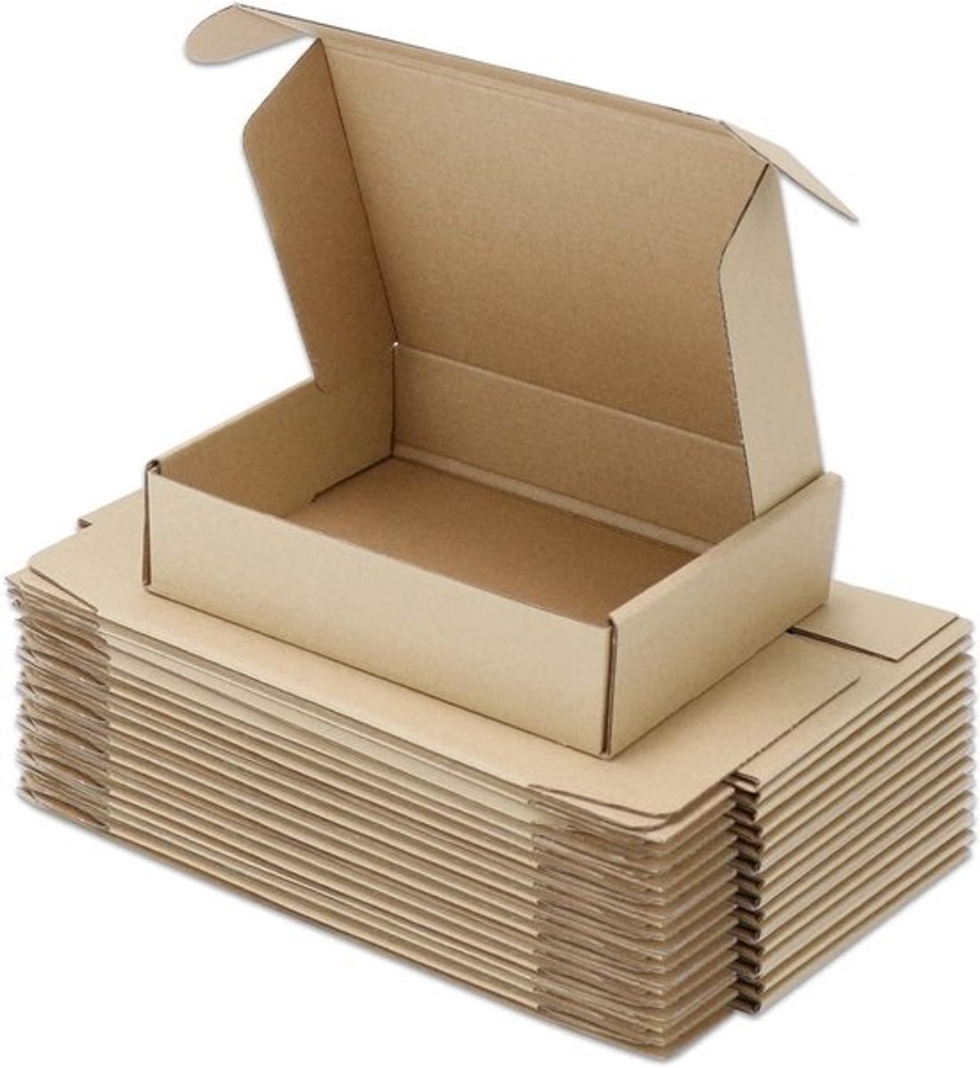 Verzenddozen - Verpakking dozen - Kleine zendingen versturen - Recyclebaar kraftgolfpapier - 25 x 25 x 5 cm - Bruin