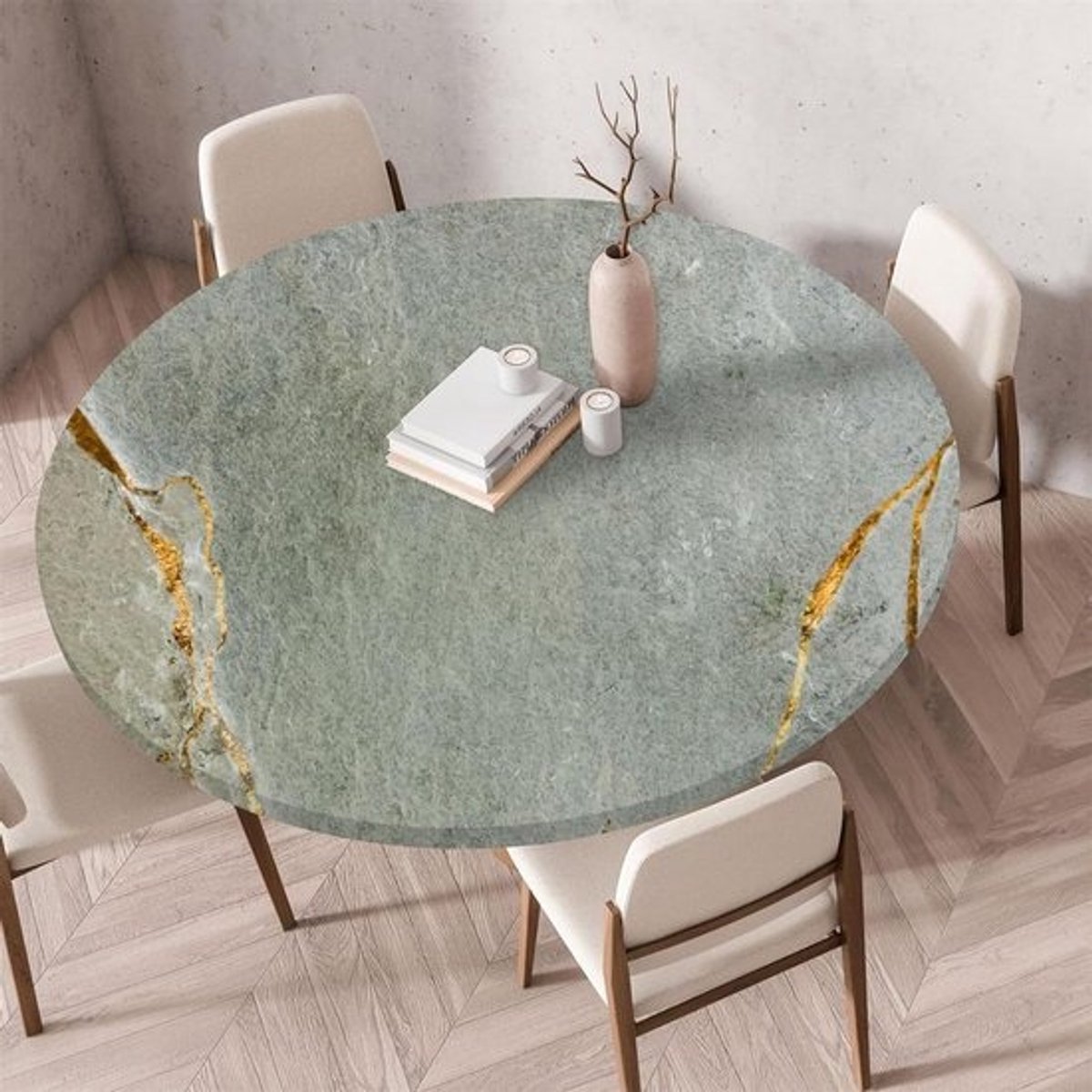 Ronde Tafelhoes - Beschermhoes Tafel - Tafel Beschermen - Waterafstotend Elastisch - 100 cm - Marmer