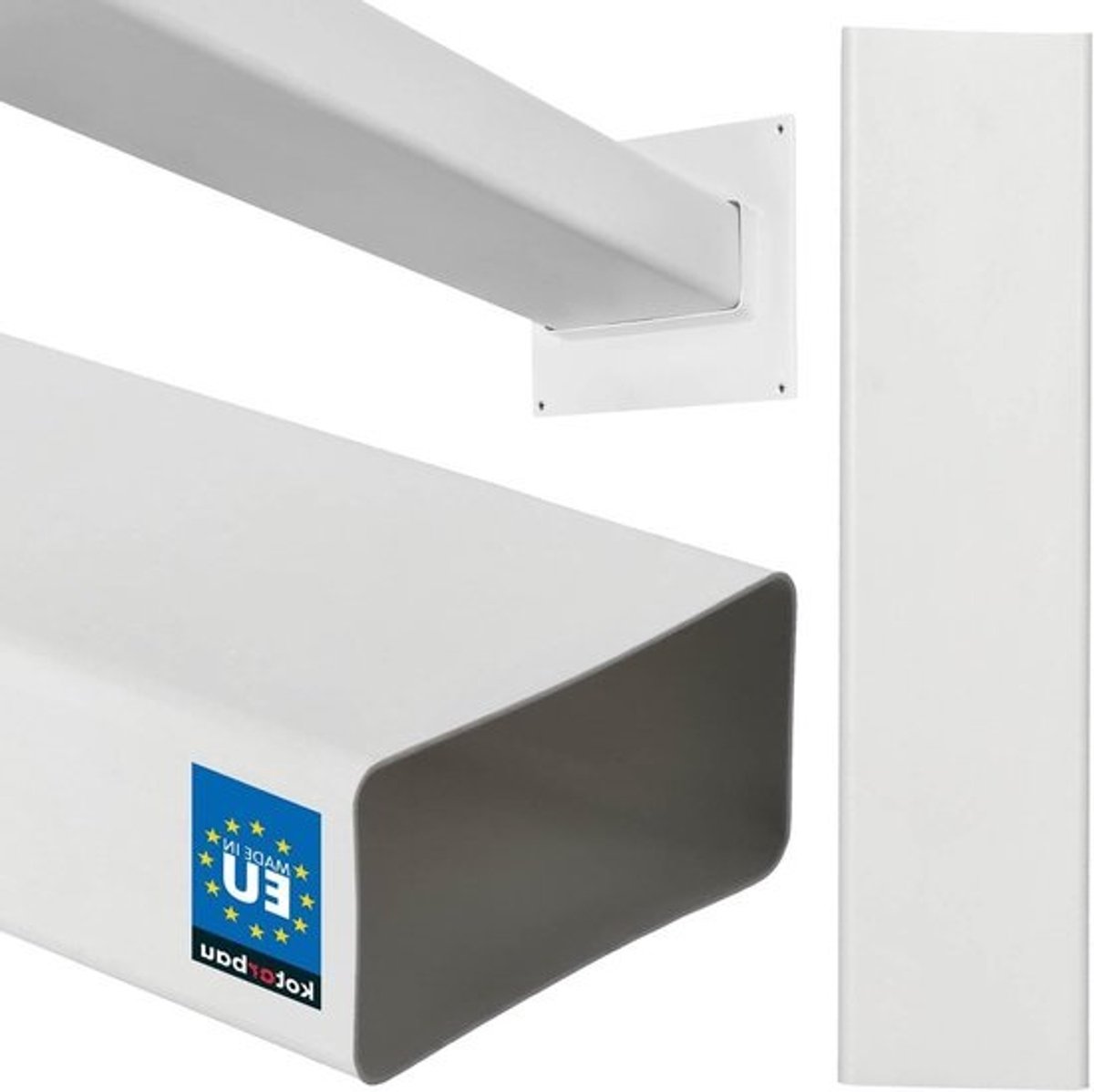 Ventilatiekanaal Plat - Afzuigkanaal PVC - Luchtstroom Regelen - Eenvoudige Installatie - 120 x 60 mm - Wit