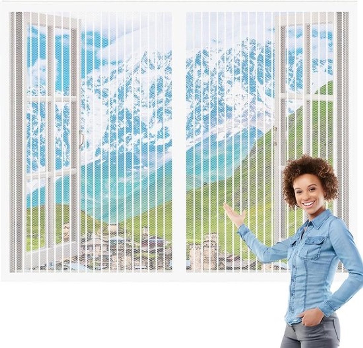 Vliegenhor Raam - Muggenhor Horren - Insecten Buiten Houden - Magnetische Sluiting - 202 x 67 cm - Wit